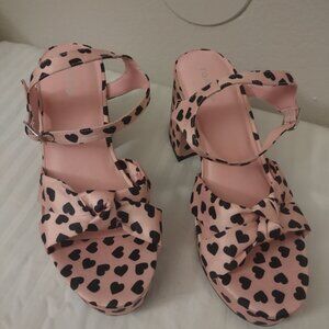 Torrid Pink & Black Heart Platform Sandals